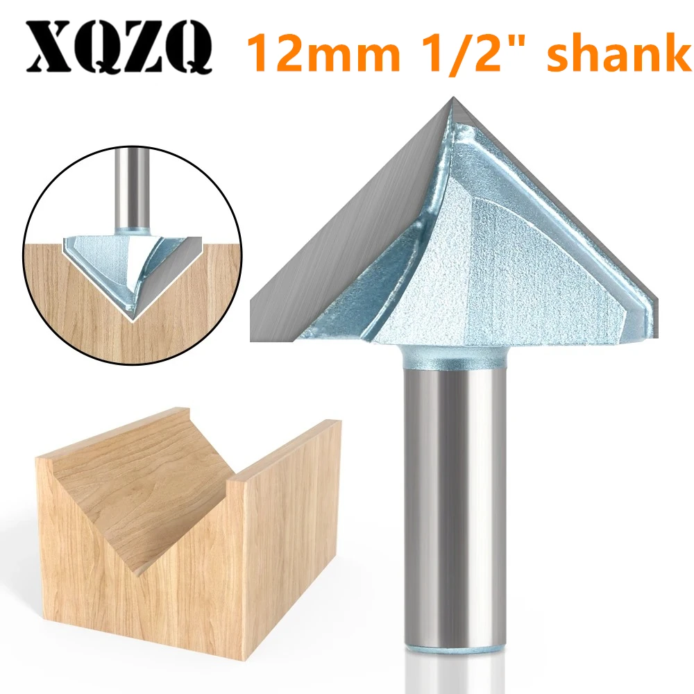 

1pc 12mm 1/2′′ Shank 90 Degree V Groove Template V-Groove Router Bit Cleaning Flush Trim Corner Round Cove Box Bits Tools
