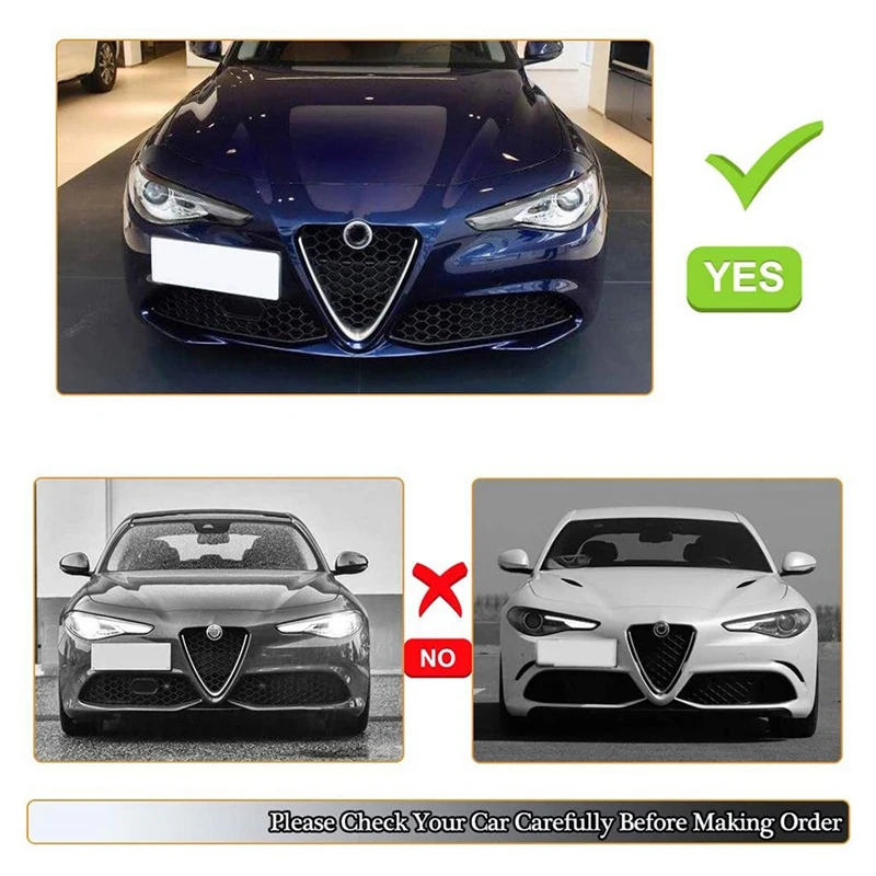 V Style Real Carbon Fiber Car Front Lower Bumper Grille Grill Frame Cover Decoration For Alfa Romeo Giulia 2017-2020