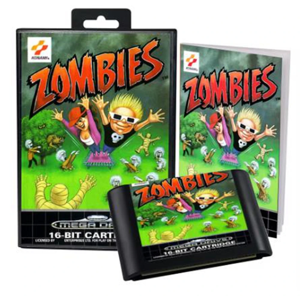 Zombies Ate My Neighbors with Box and Manual for 16 Bit Sega MD Game Cartridge Megadrive Genesis System