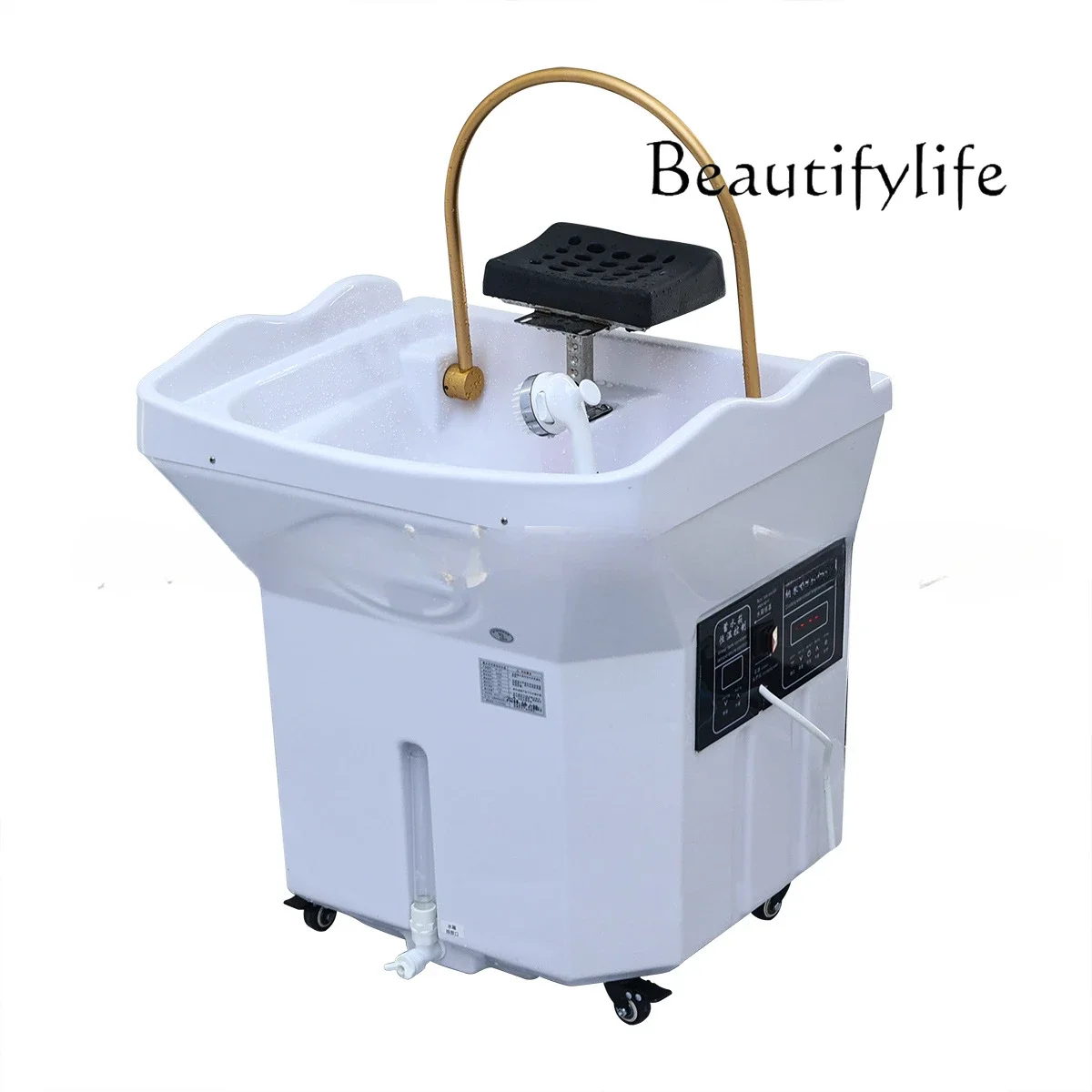 

Head therapy shampoo bed ear picking movable head therapy instrument with water circulation fumigation wastewater bucket