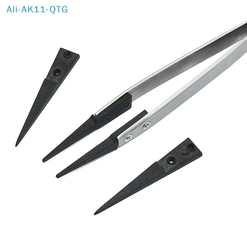 Precision Anti Static ESD Tweezers Replaceable Tips Conductive Plastic Head Tweezers For Electronic Soldering