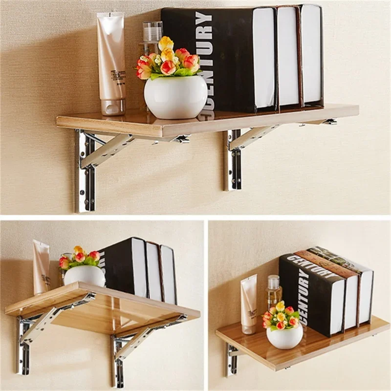 

2pcs Wall Large Shelves Floating Shelf Brackets Foldable Shelf Angle Bracket Storage Rack Triangle Auto Open Steel Support