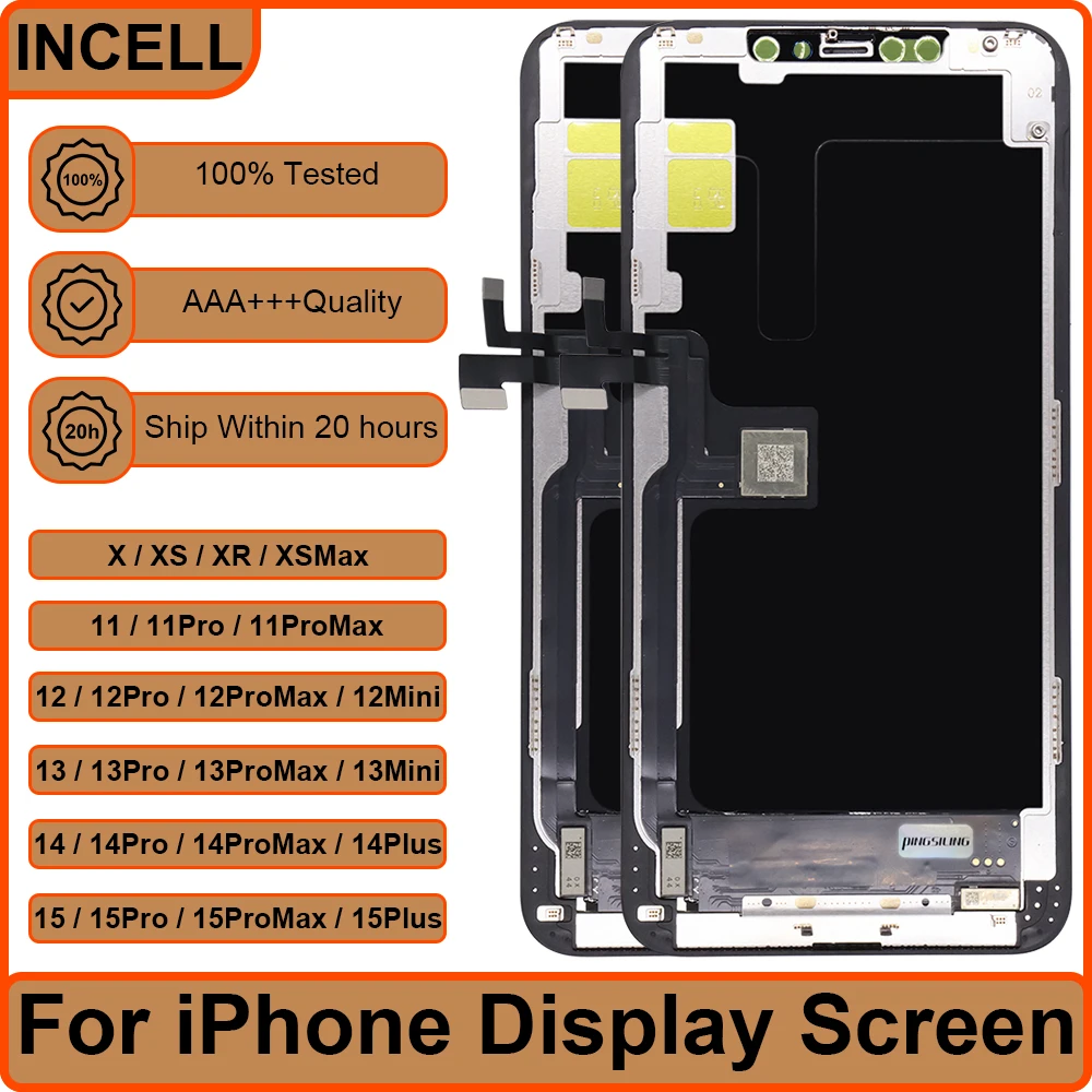 PINGSILING Pantalla Táctil 3D INCELL para iPhone X XR XS MAX 12 13 Mini 14 15 11 Pro Max Plus, Reemplazo de Pantalla INCELL
