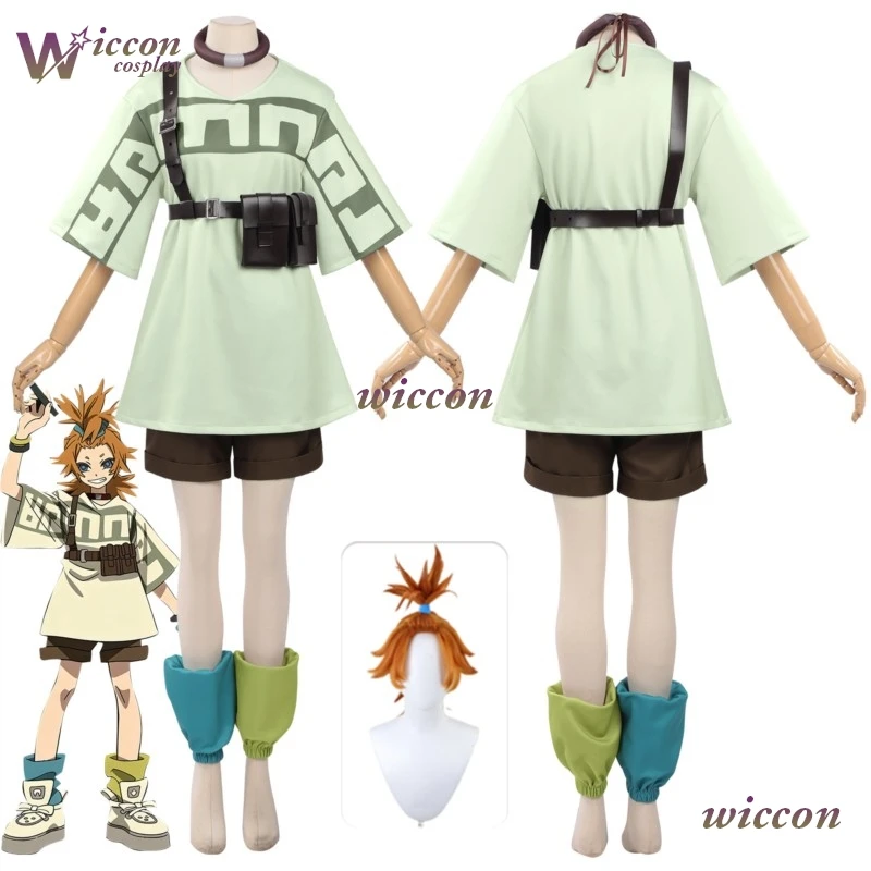 

Костюм для косплея Ремлин из игры Gachiakuta: топ, брюки, парик в том же стиле. Комплект для взрослых (женщин и мужчин) для Хэллоуина и ролевых игр.