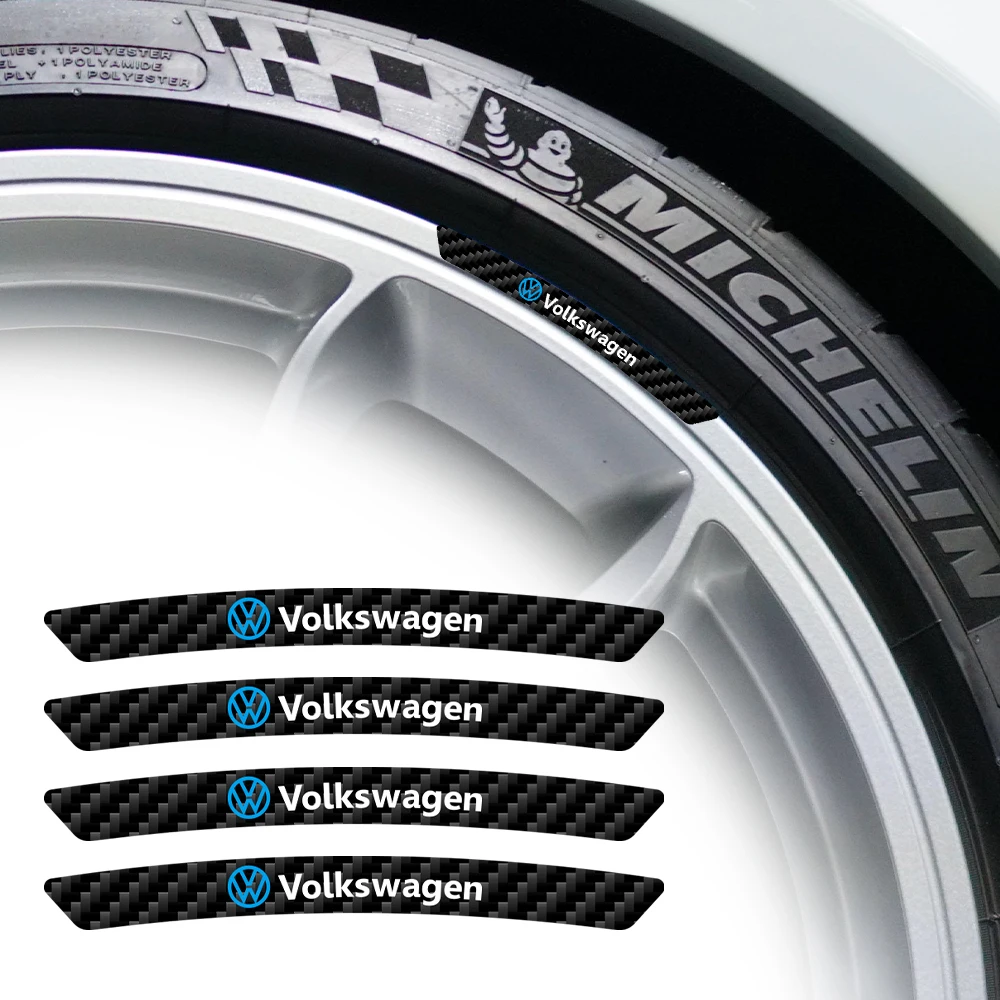 Carbon Fiber Car Tire Rim Emblem Sticker Decor Auto Accessorie For Volkswagen VW Golf 6 7 MK4 TSI GTD Touareg Passat Polo Jetta