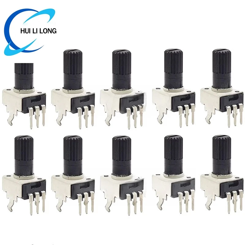 5Sets=10PCS RV09 Vertical Adjustable Resistor 1K ~ 500K Ohm New 3Pin Seal Potentiometer For Arduino With Knob White Cap (5+5)Pcs