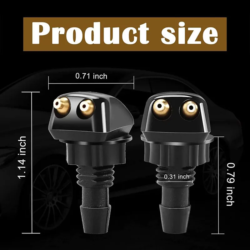 بيع مساحة زجاج السيارة الأمامي غسالة رذاذ فوهة يناسب معظم نماذج السيارات سيارة ثقوب مزدوجة فوهة غسالة الزجاج الأمامي رذاذ الماء