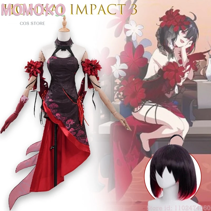 كرنفال موموكو ‌ أزياء أونكاي إمباكت 3rd XuanYan التأثيرية باللون الأسود XuanYan Cheongsam مجموعة كاملة من الزي التأثيري ‌   عيد الهالوين