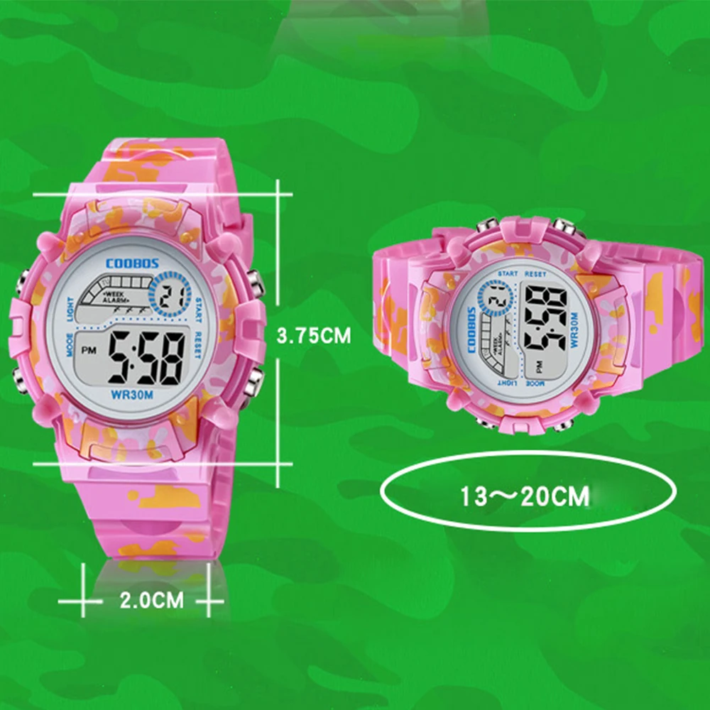 Waterproof Week Alarm Clock Camouflage Calendar Luminous Sports Watches Kids Watches Electronic Wristwatch LED Digital Watches