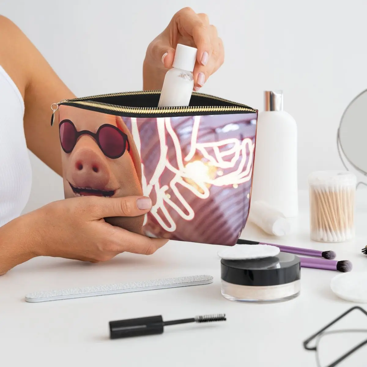 

John Pork Women Cosmetic Bags Travel Makeup Organizer Pouch Toiletry Storage Dopp Kit Case