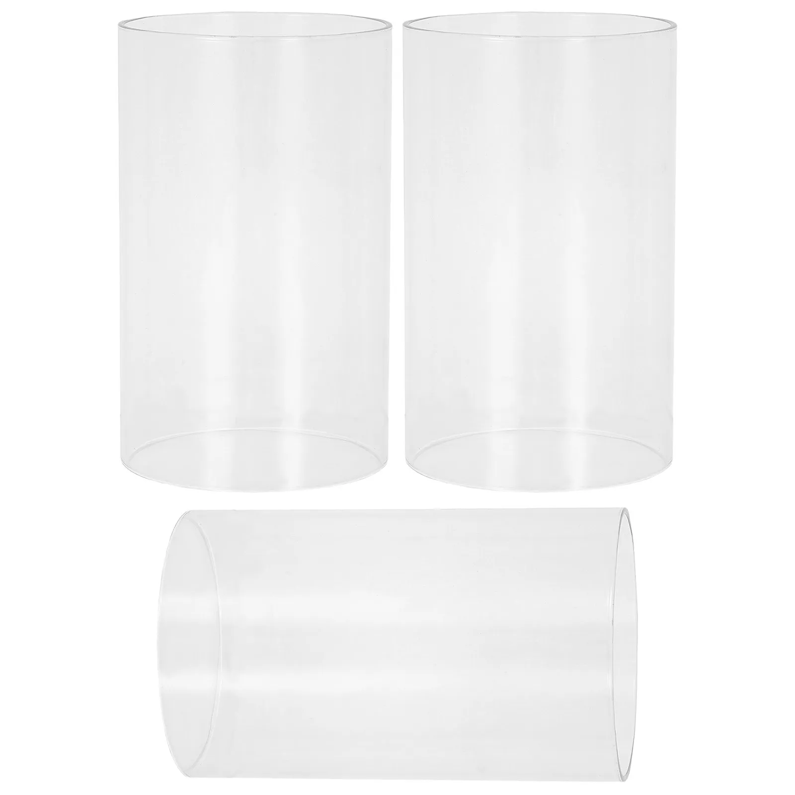 3Pcs Windproof Cover Glass Shade Cylinder Transparent Replacement Clear Glass Protector for Wedding Centerpieces
