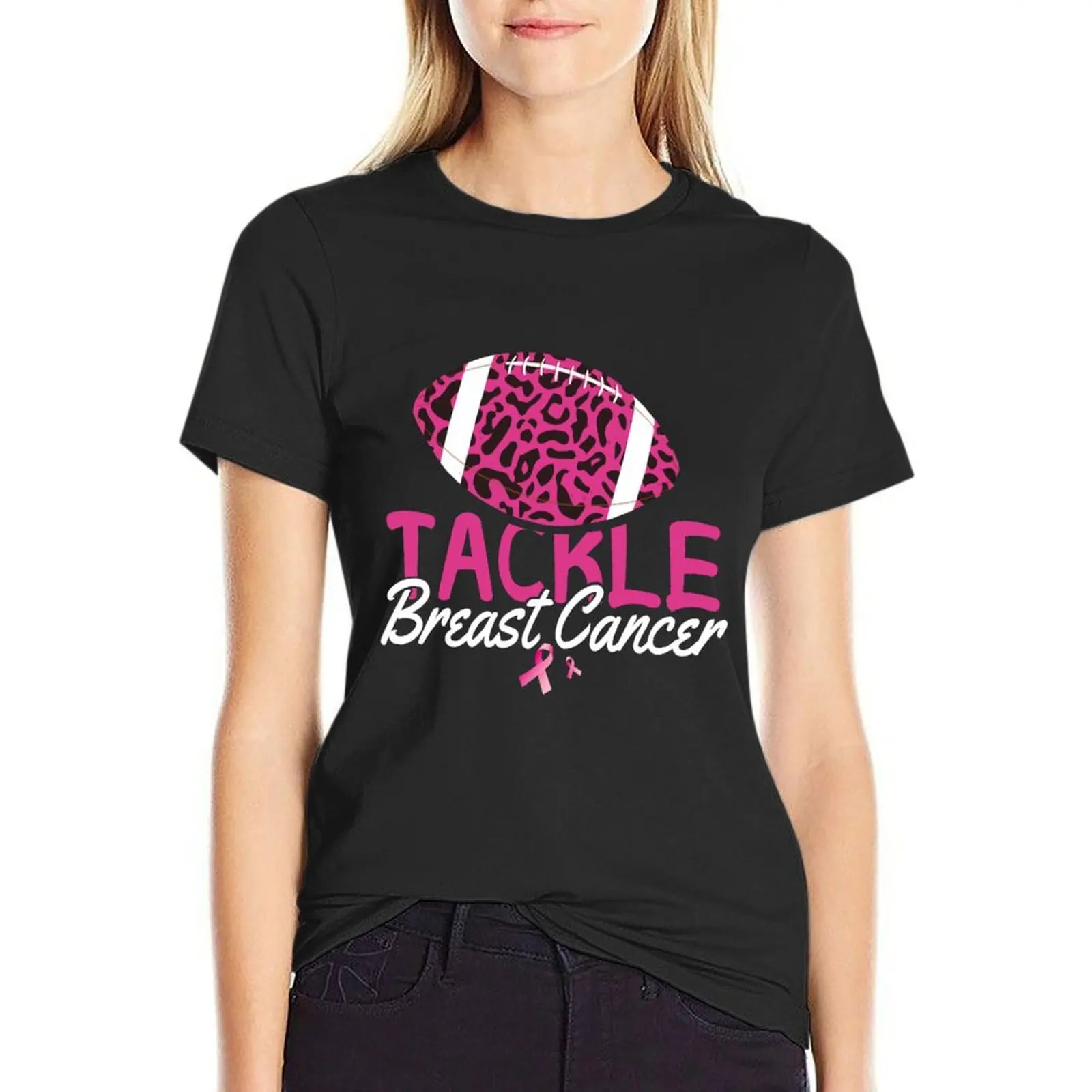 

Tackle Breast Cancer great costume design idea to wear for cancer fighters, Pink Ribbon awareness survivor 2021 T-Shirt