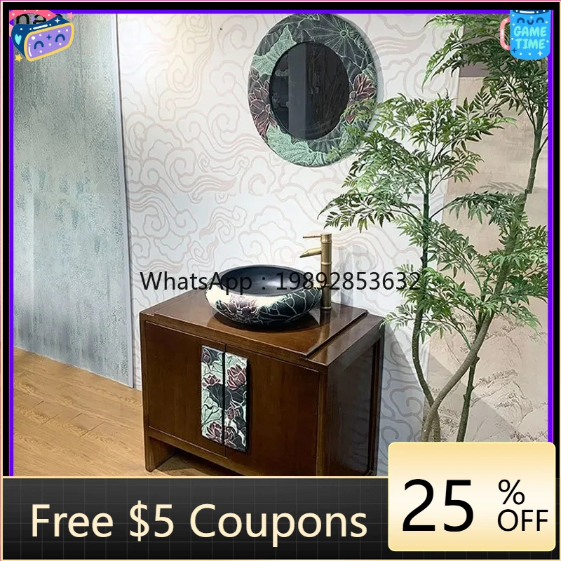 

O3-25 bathroom cinet combination fall imitation retro bathroom oak washstand hand washbasin cinet