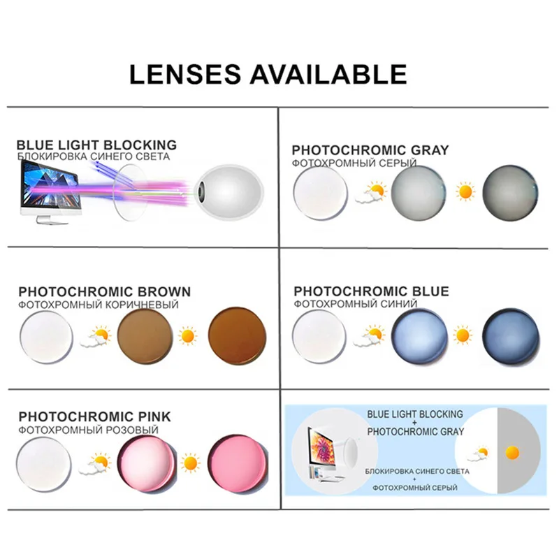 Myopia Glasses SPHERE -0.5 To -10 Men Women Elegant Metal Frame Prescription Spectacles Blue Light Blocking Or Photochromic F042