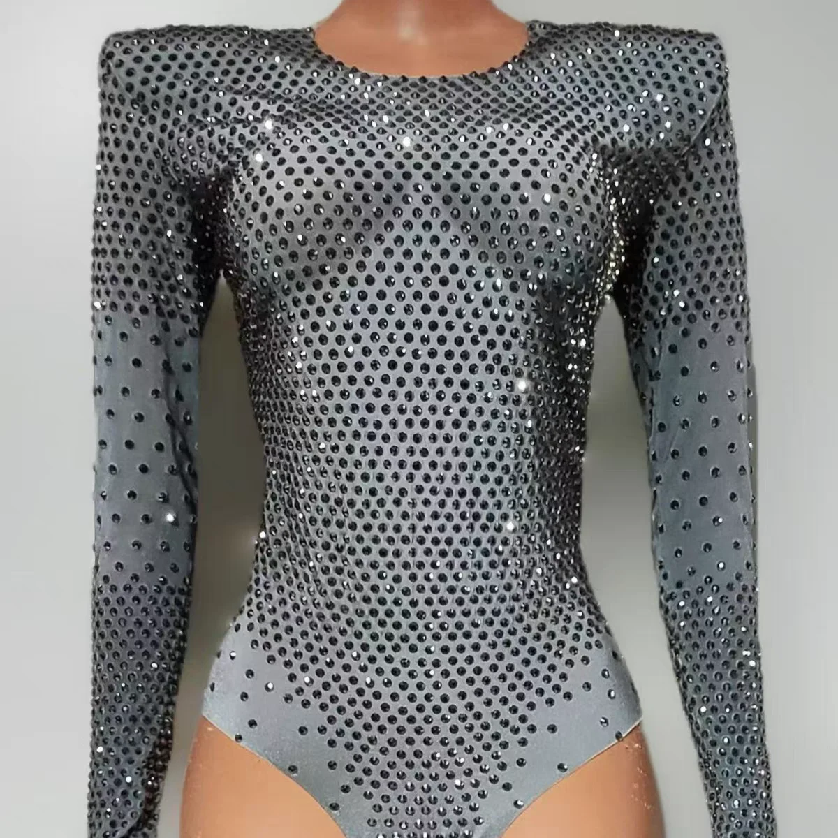 Nightclub DJ Bar Female Singer Sexy Full Diamond Long Sleeve Jumpsuit Dance Team Party Theme Show Performance Clothing