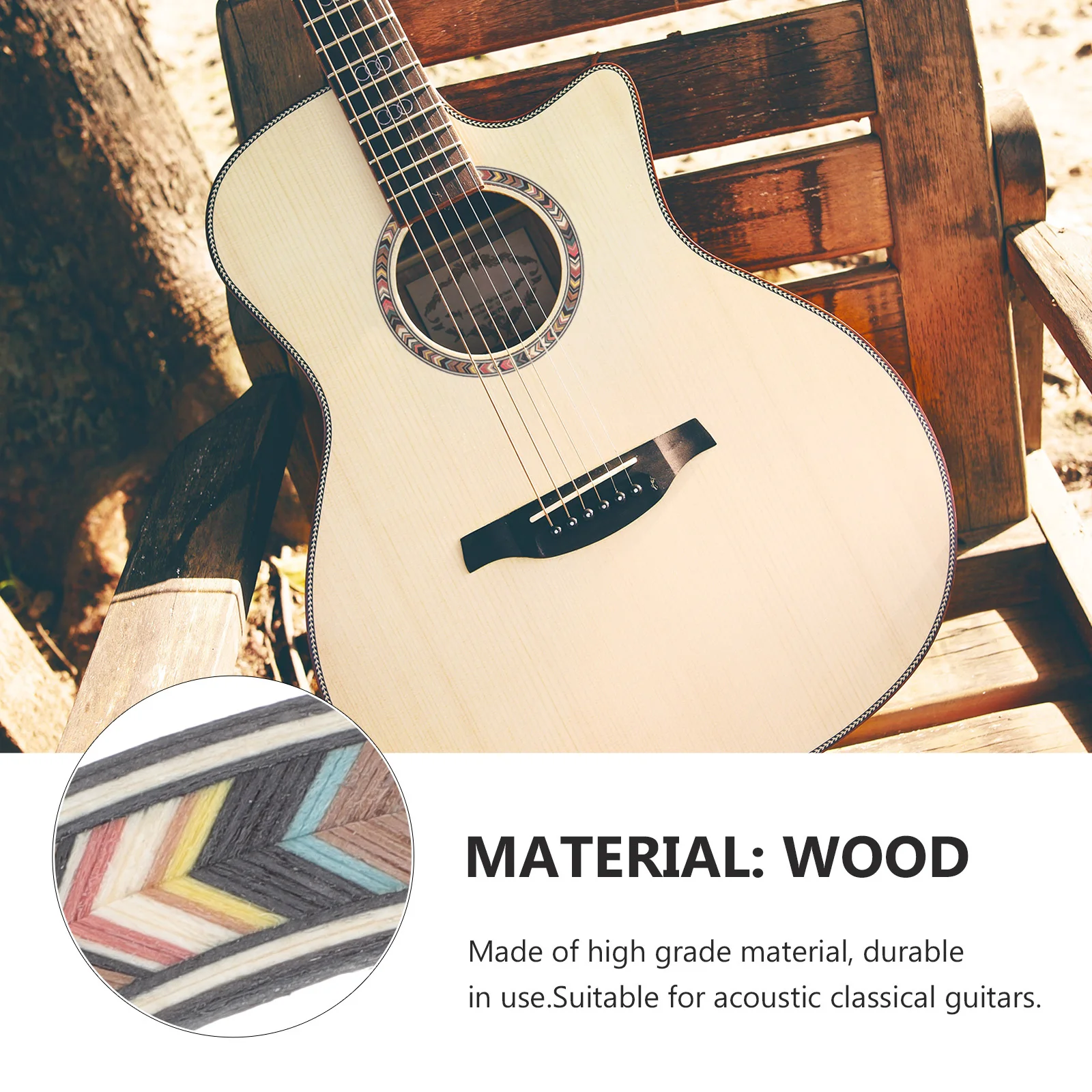 

Wooden Acoustic Classical Guitar Sound Hole Rosette Sticker High Reliability Inlay Accessory Sound Hole Rosette