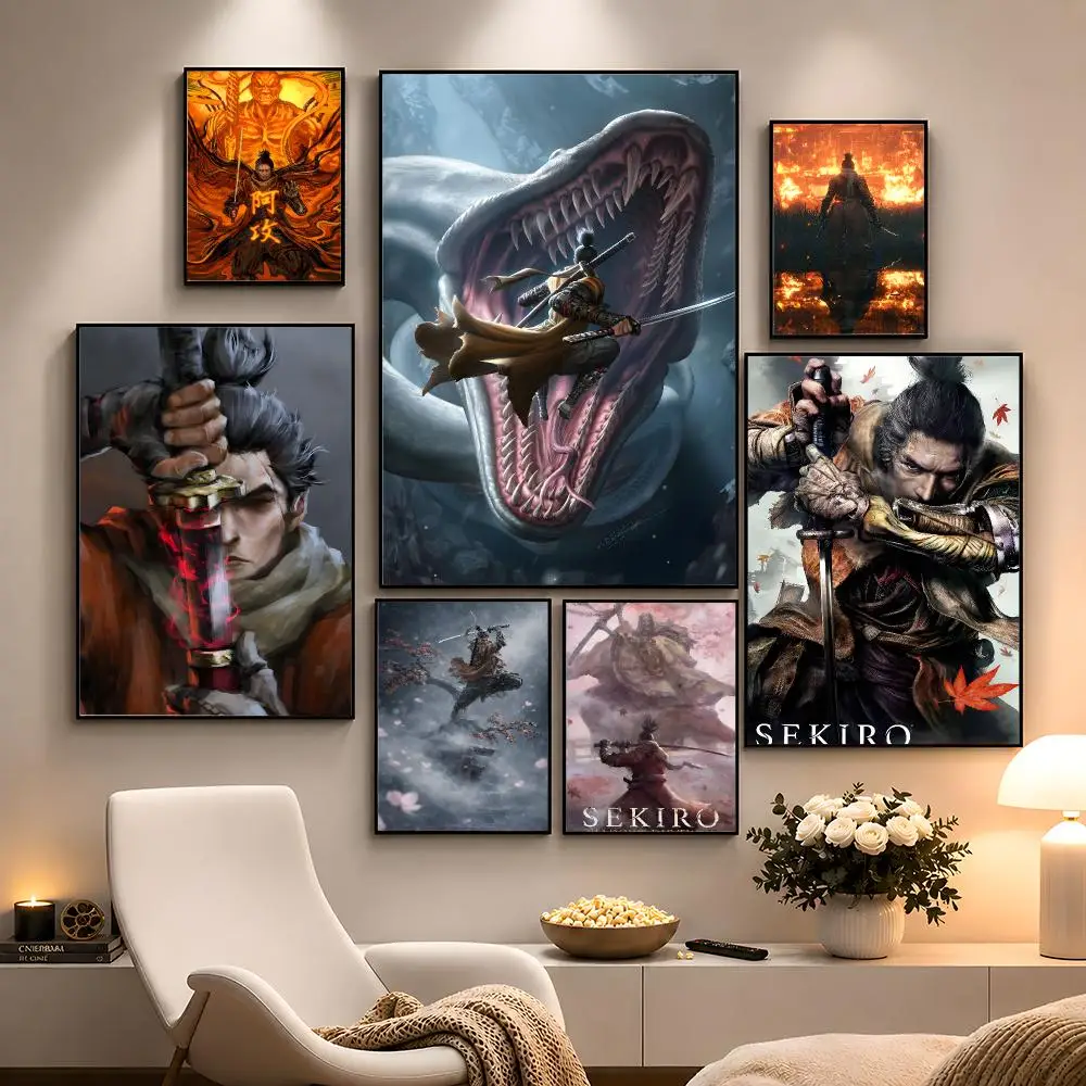 Game Sekiro: Shadows Die Twice Wolf Poster Peel And Stick Wall Art PP Waterproof HD Bedroom Living Room Home Decor Gift