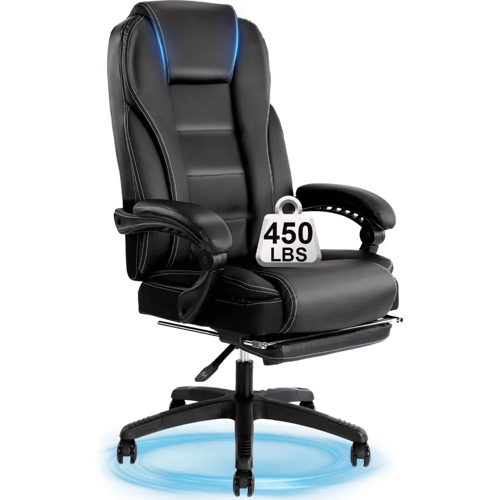 

Office Chair with Wide Seat,450lbs Reclining Heavy Duty Executive Chair with Footrest for Home Office,Big and Tall Ergonomic PU