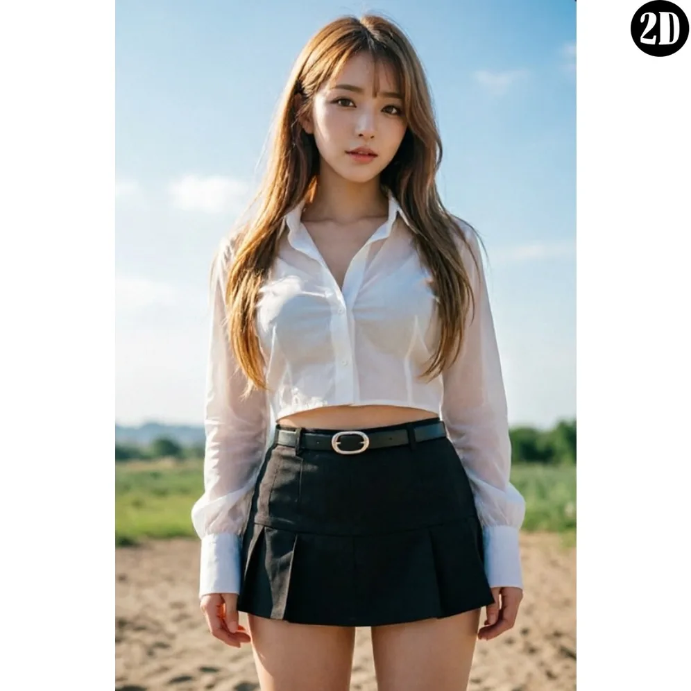 Vintage Metal Tin Sign, White Cropped Shirt Black Pleated Skirt Asian Girl Outdoor Wall Decor,Cafe Home Retro Wall Art Gift