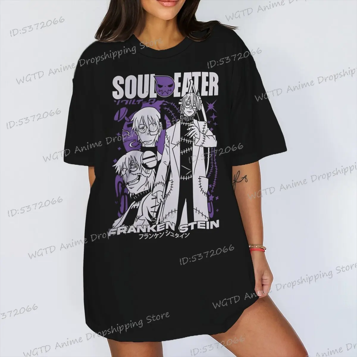 Men Washed Anime Soul Eater T-shirt Japanese Manga Soul Eater Franken Stein T Shirt Harajuku Cotton Short Sleeve Women Tshirt