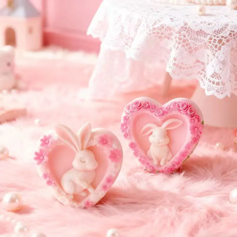 

Easter Heart Bunny Silicone Mold Rabbit Flower Pattern Aromatherapy Candle Epoxy Resin Soap Plaster DIY Mould for Easter Decor