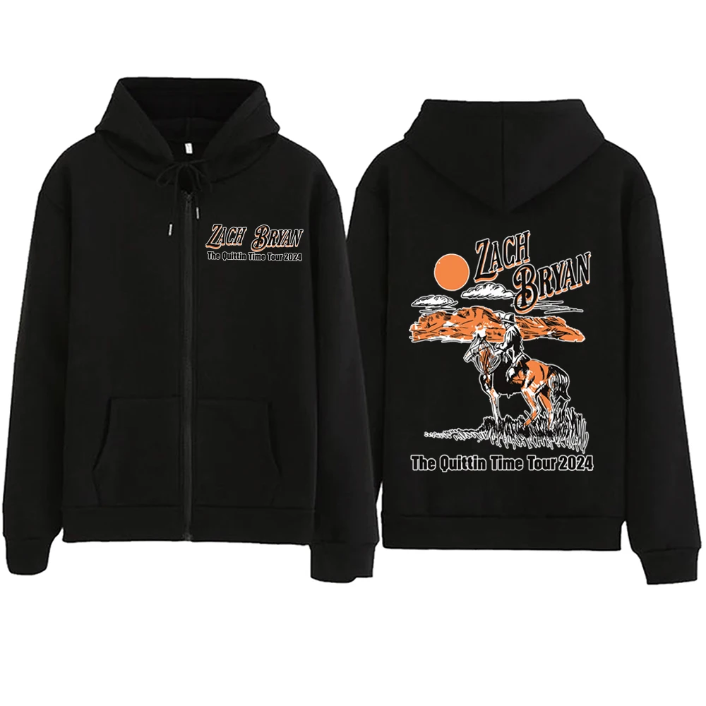 Zach Bryan The Quittin Time Tour 2024 Zipper Hoodie  Harajuku Pullover Tops Sweatshirt Streetwear