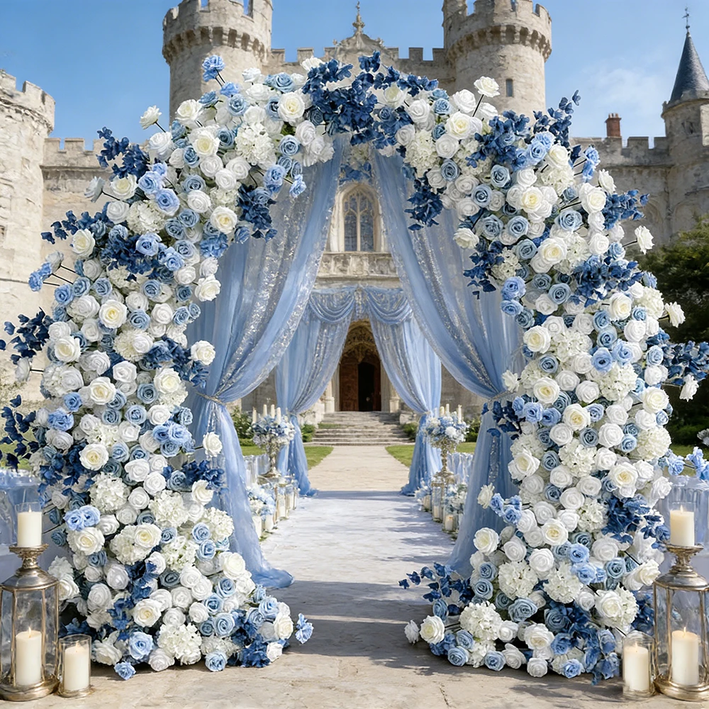 

Wedding Decorative Mixed Rose Silk Artificial Flower Arch High Quality Realistic Floral Arch For Events Background Decoration