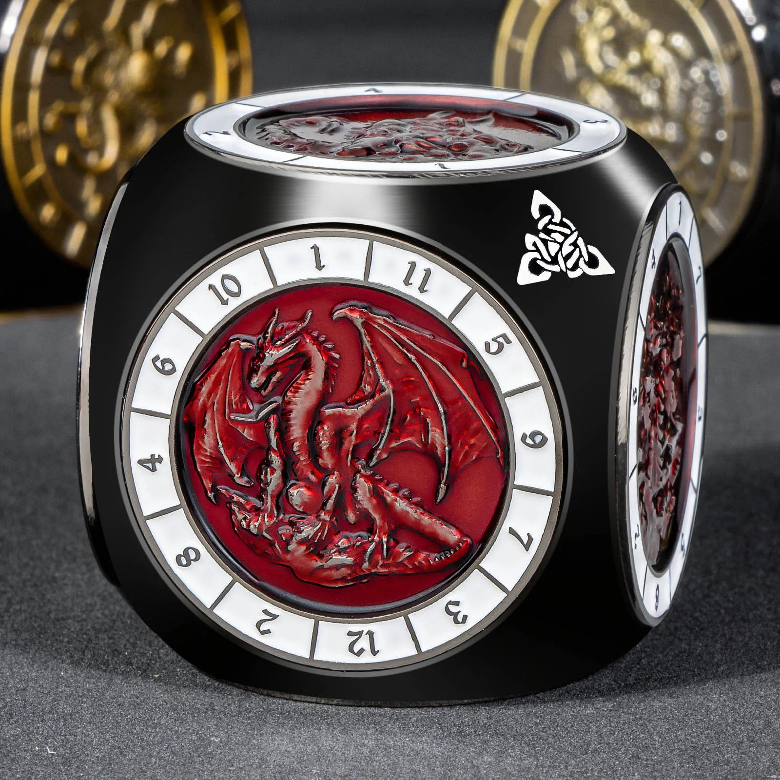 7 in 1 Spinner DND Dice Set D&D, Unique D and D Metal Dice with Box, 3D Relief RPG Dungeons Dragons Dice for Role Playing Game