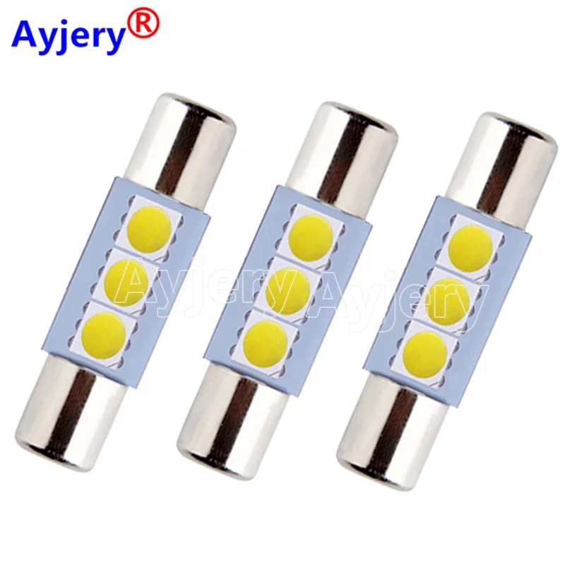 AYJERY 1000pcs 12V T6.3 Car-Vanity-Mirror-Lamp C5W White Luggage-Lamp-Bulb T6 28mm 5050 3 SMD Auto LED Makeup Lights lamp