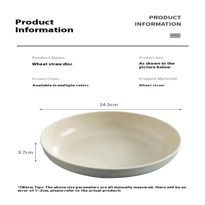 5pcs/set Nordic Wheat Straw Plate Fruit Plate Vegetable Plate Tableware Plate