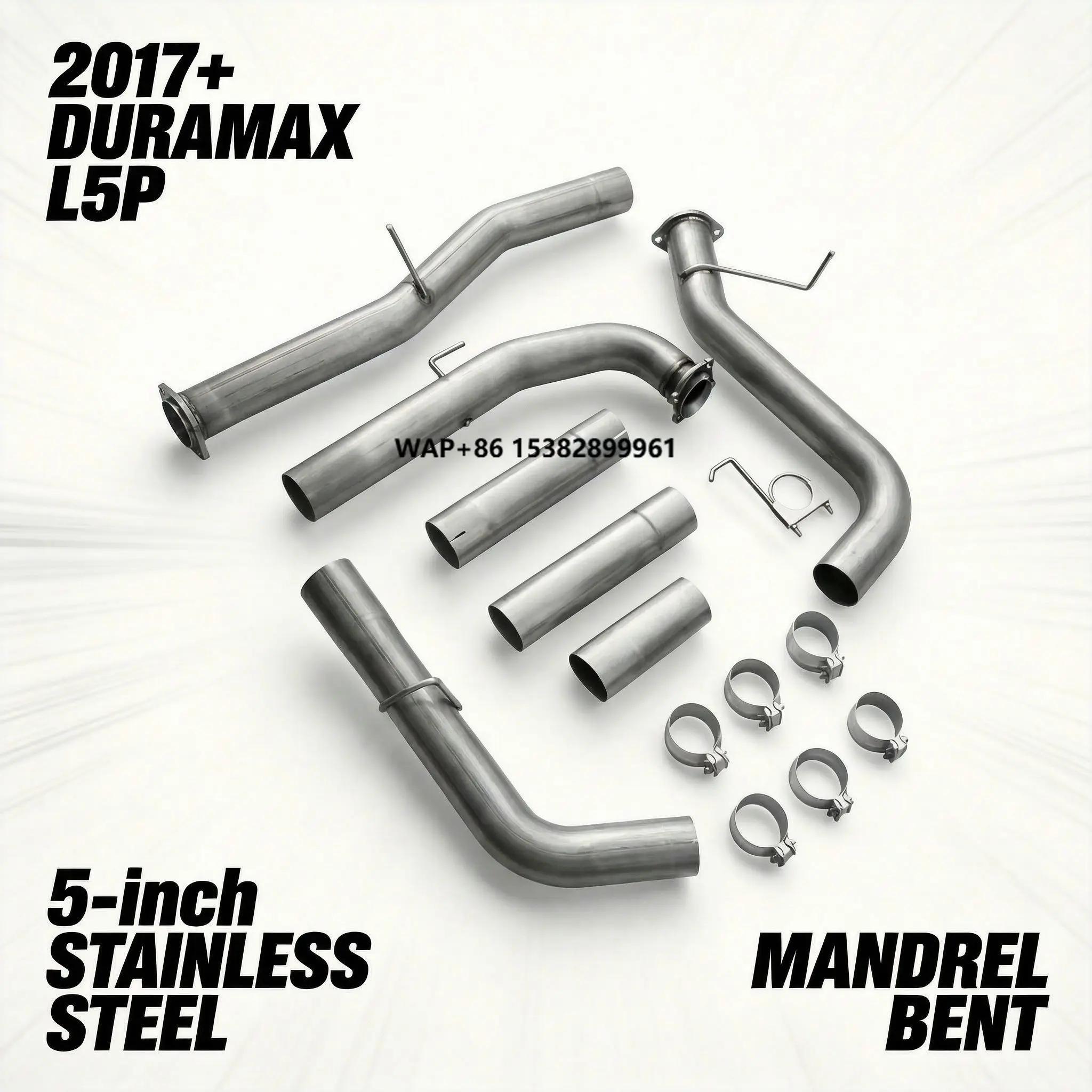 

5 Inch Stainless Steel Race Exhaust Pipe FLO-VIC SJ-026-HD for 2017-2023 6.6L L5P 2500/3500| OEM Quality Replacement