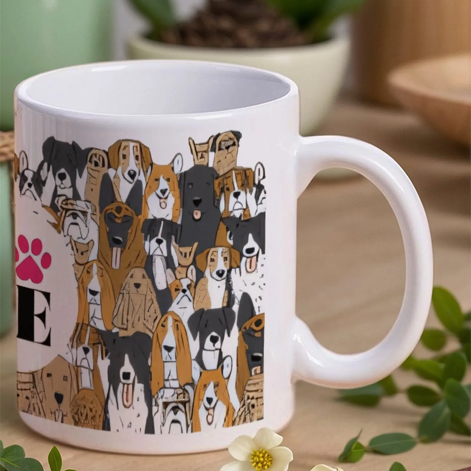 

A Large Group Of Dogs With The Word Love On Them Cups, 11oz Coffee Cups Ceramic for Men
