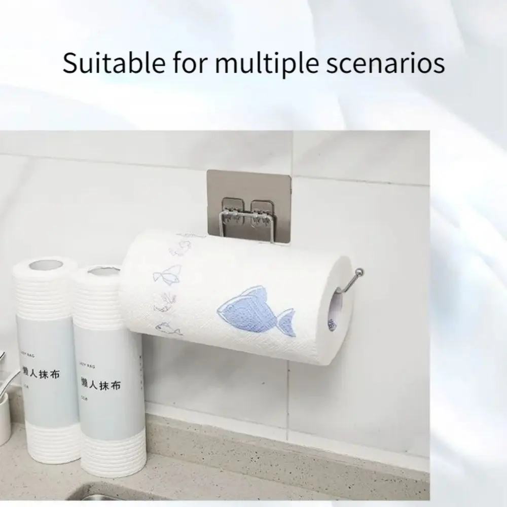 4/1PCS Kitchen Paper Holder Towel Storage Hook Toilet Paper Holder Towel Stand Storage Rack Tissue Holder Bathroom Organizer image 4