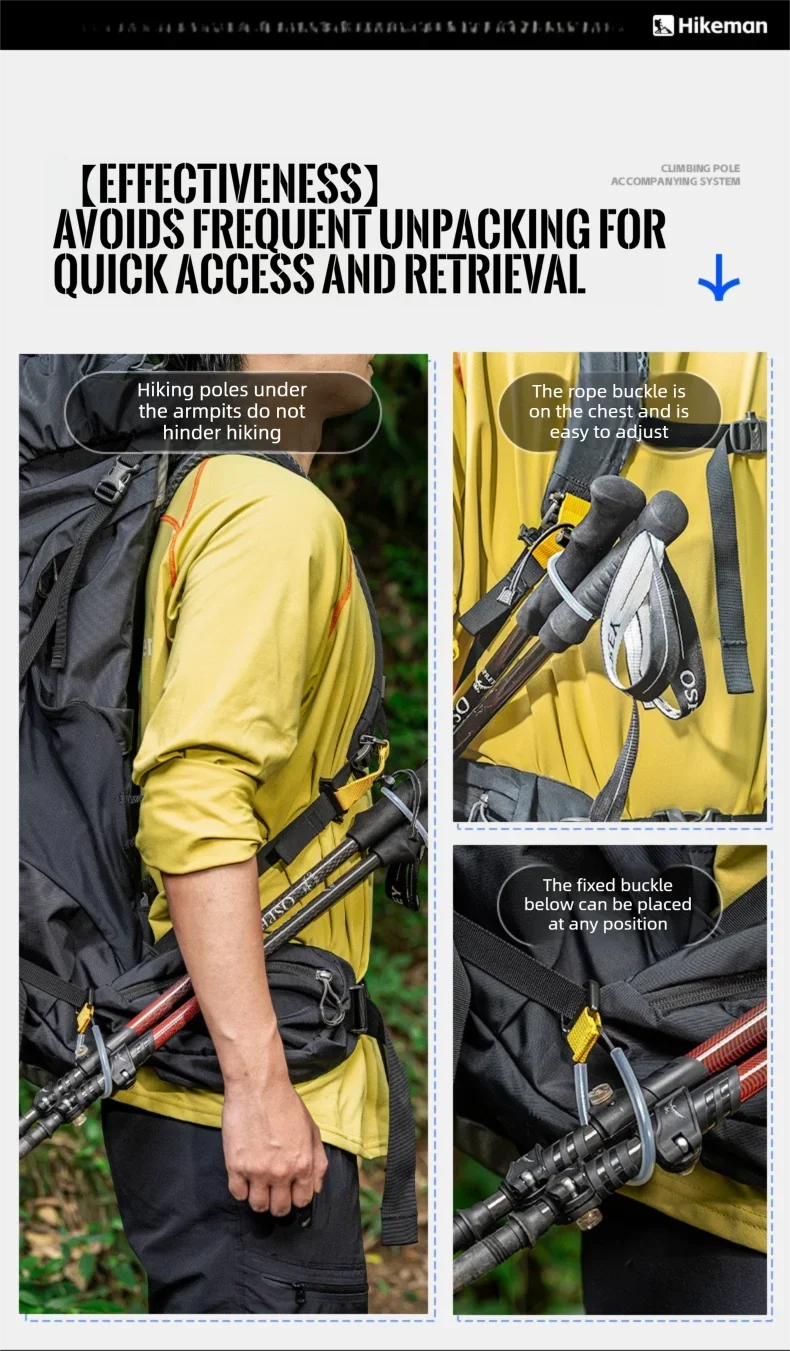 Wanderstock-Befestigungsriemen, Rucksack-Zubehör, einfache elastische Schlaufe, schnelle Installation, keine Demontage, Outdoor-Camping-Trekkingstockhalter – Detail 5