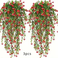 3pcs, Artificial Hanging Plants Fake Hanging Plant Faux Eucalyptus Leaf Greenery Vine Outdoor UV Resistant Plastic Plants