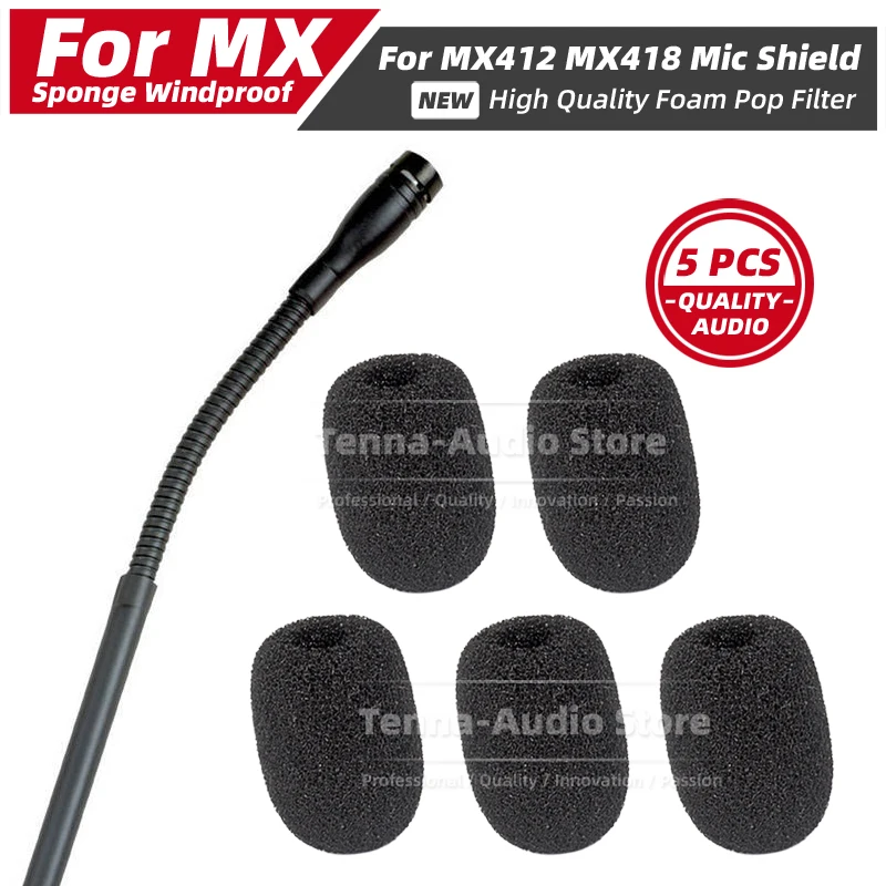 5 قطعة الزجاج الأمامي متوافق مع Shure MX418 MX412 MX 418 412 C S D MX412D/C MX418/C ميكروفون البوب إسفنجة مرشحة غطاء ميكروفون رغوة