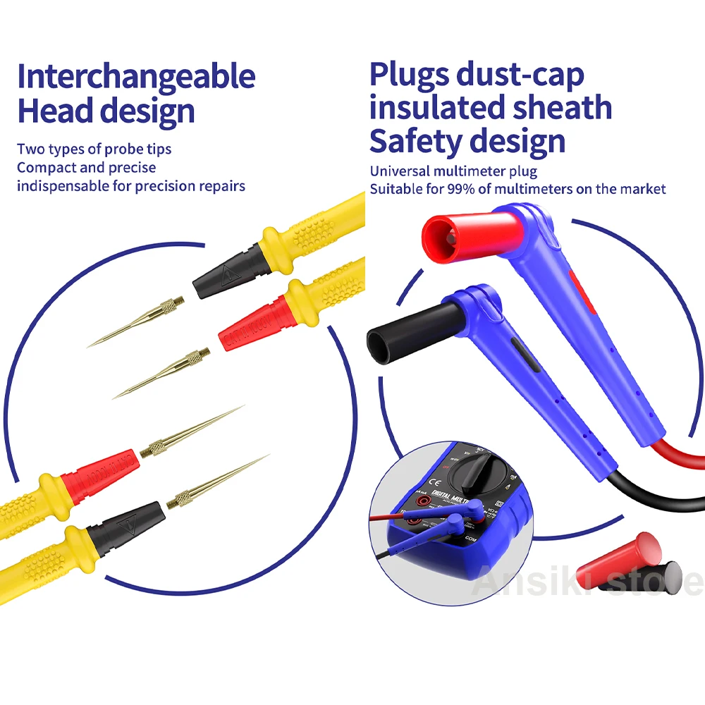 MECHANIC RP15 멀티미터 펜 1000V 20A 교체 가능한 0.1/0.2mm 바늘 프로브 전자 수리용 부드러운 실리콘 와이어 썸네일 5