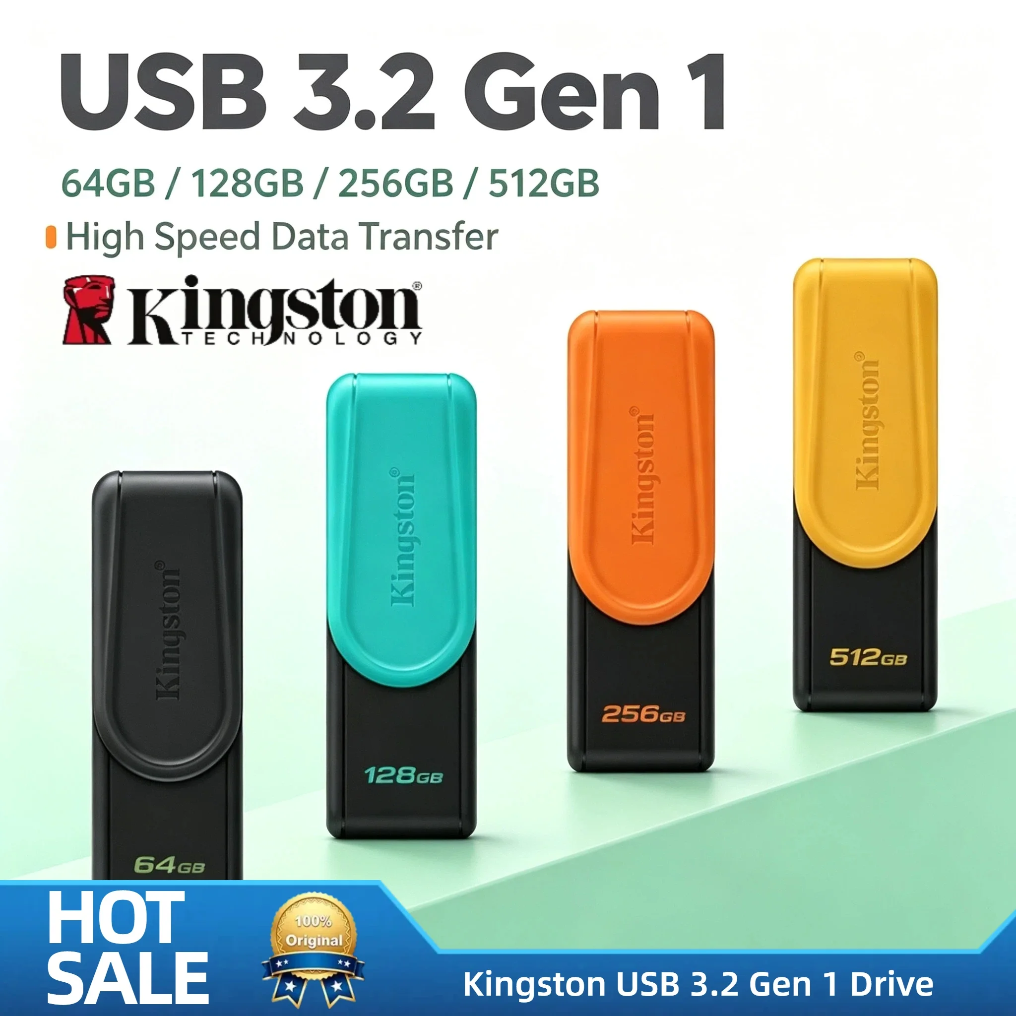 Kingston 64GB 128GB 256GB USB 3.2 Gen 1 High Speed Mini Pen Drive Flash Drive Memory Stick for PC Laptop Mac Backup