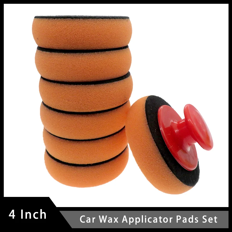 4 Inch Car Wax Applicator Pads Set with Red Handle Soft Sponge Applicators Foam Wax Pad  for Polishing and Cleaning Cars