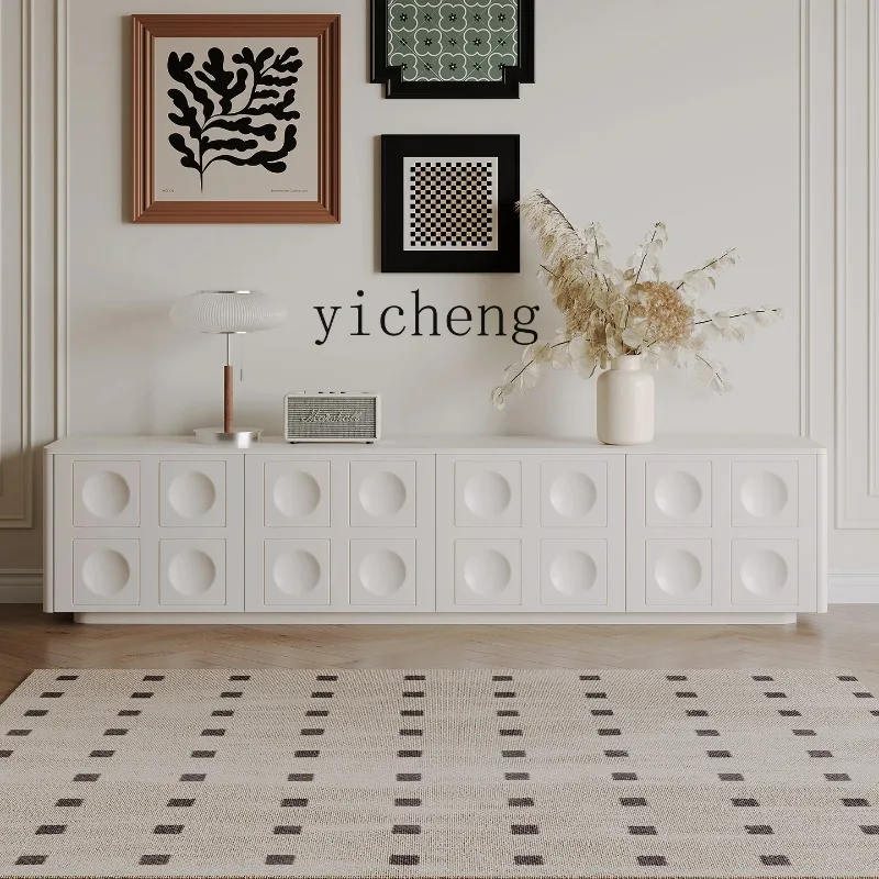 TV Cabinet All Solid Wood Simple Retro Cream Style White Living Room Floor-to-ceiling Household Small Apartment Paint NewD18