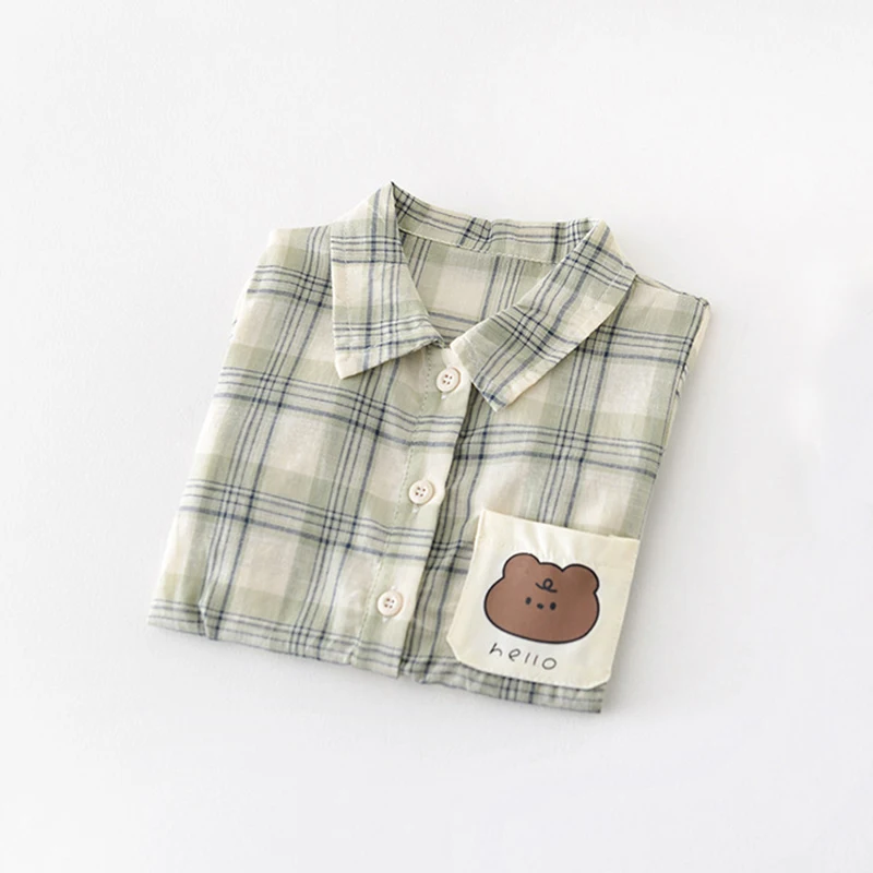 Summer Cute Green Plaid Infant Baby Bodysuits and Rompers Short Sleeve Linen Breathable Babe Boys and Girls One Piece Outfit