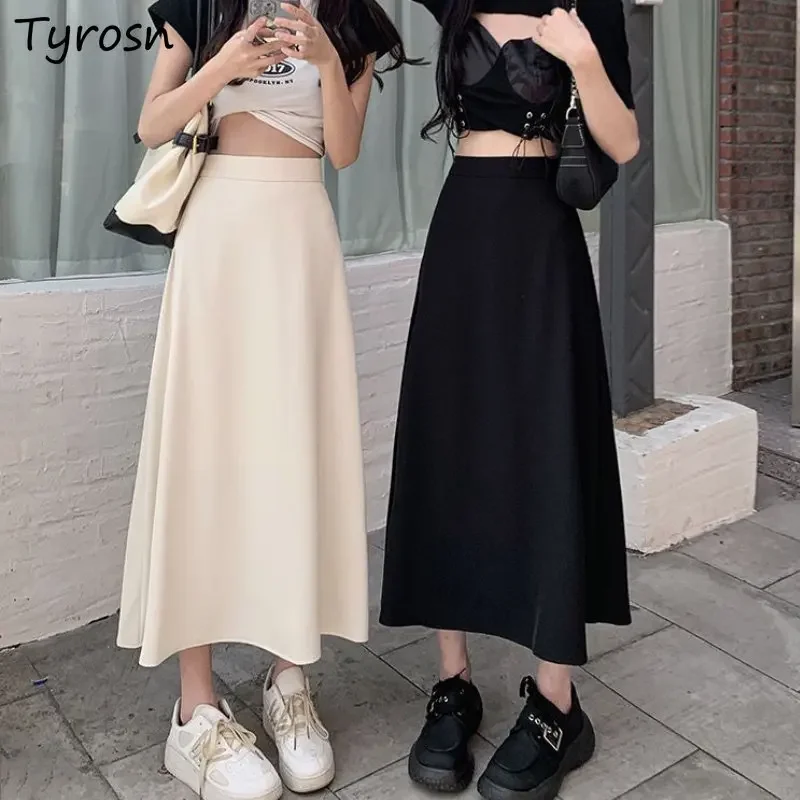 

Юбки миди женские классический элегантный дизайн универсальные базовые в стиле ретро повседневные женские летние ампир Faldas для отдыха Ulzzang нежные популярные