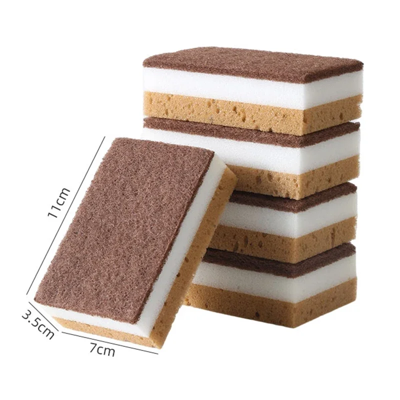 New Double-sided Sandy Fiber Seaweed Sponges Kitchen Pot Dishwashing Rust Removal Sponge Wipes Brush Scouring Pads Clean Tools