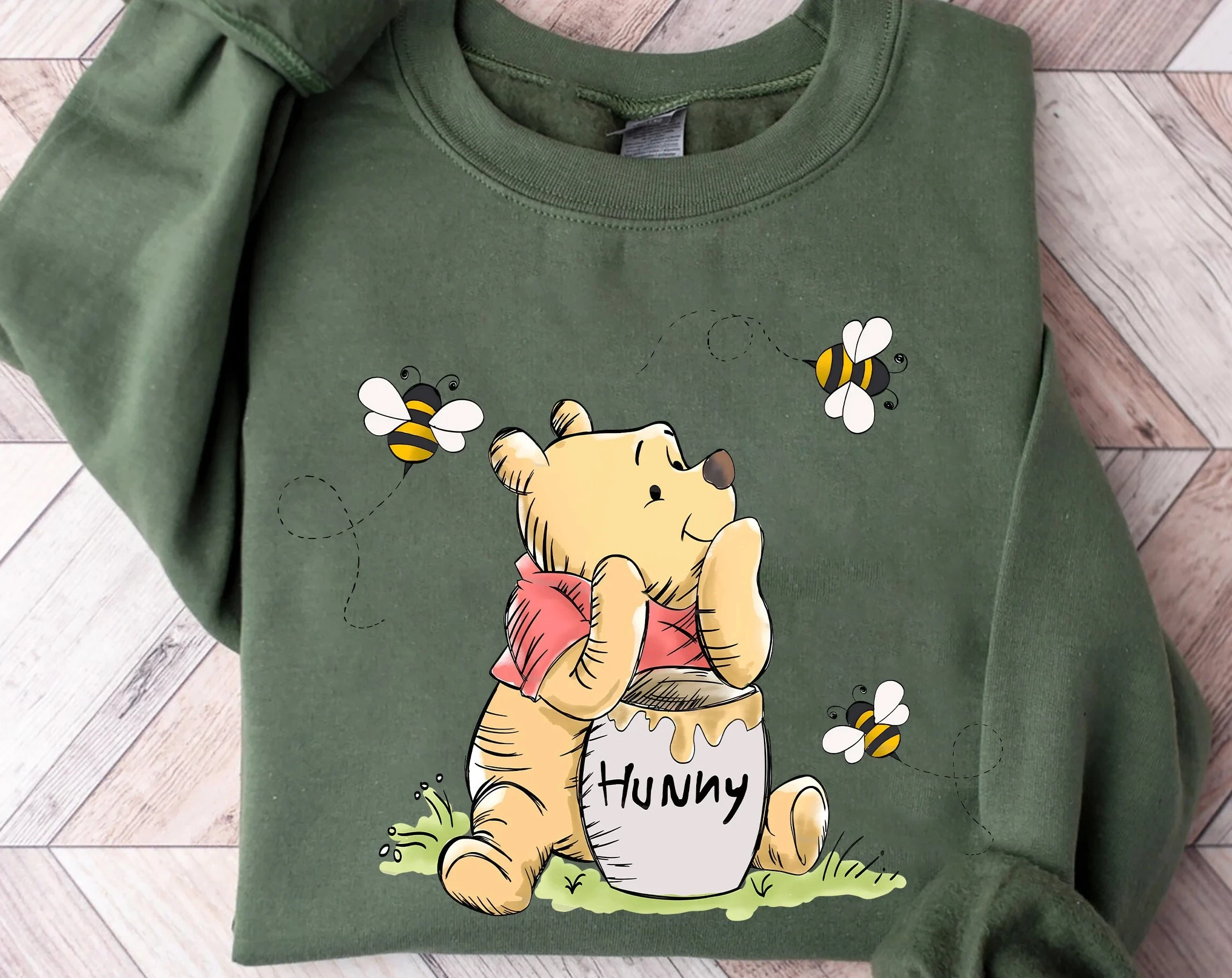 Nieuwe stijl Disney Winnie The Pooh Sweatshirt 100% katoen met lange mouwen, mode-ronde hals voor datingfeesten