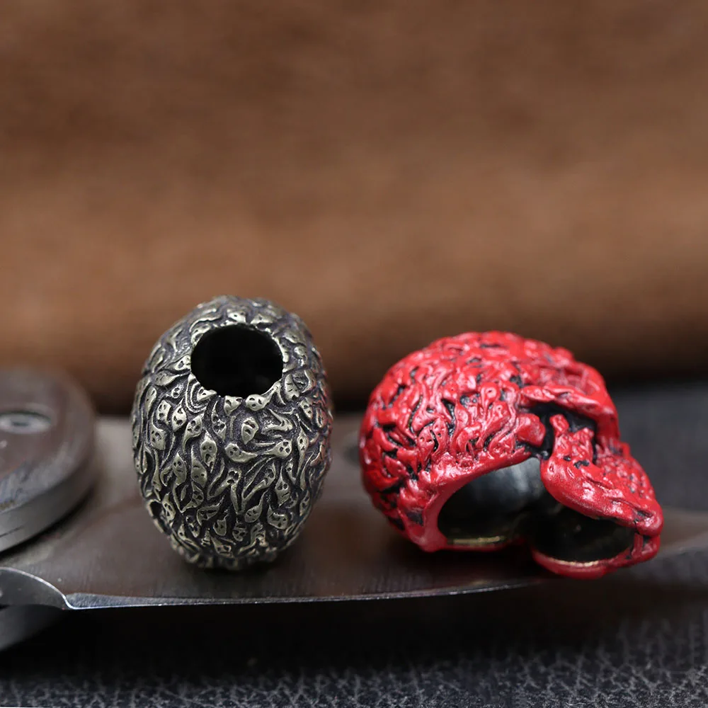 Ghost Skull Head Brass Knife Beads EDC DIY Paracord Woven Bracelets Lanyard Pendants Accessories Outdoor Tool Hangings Charms - view 5