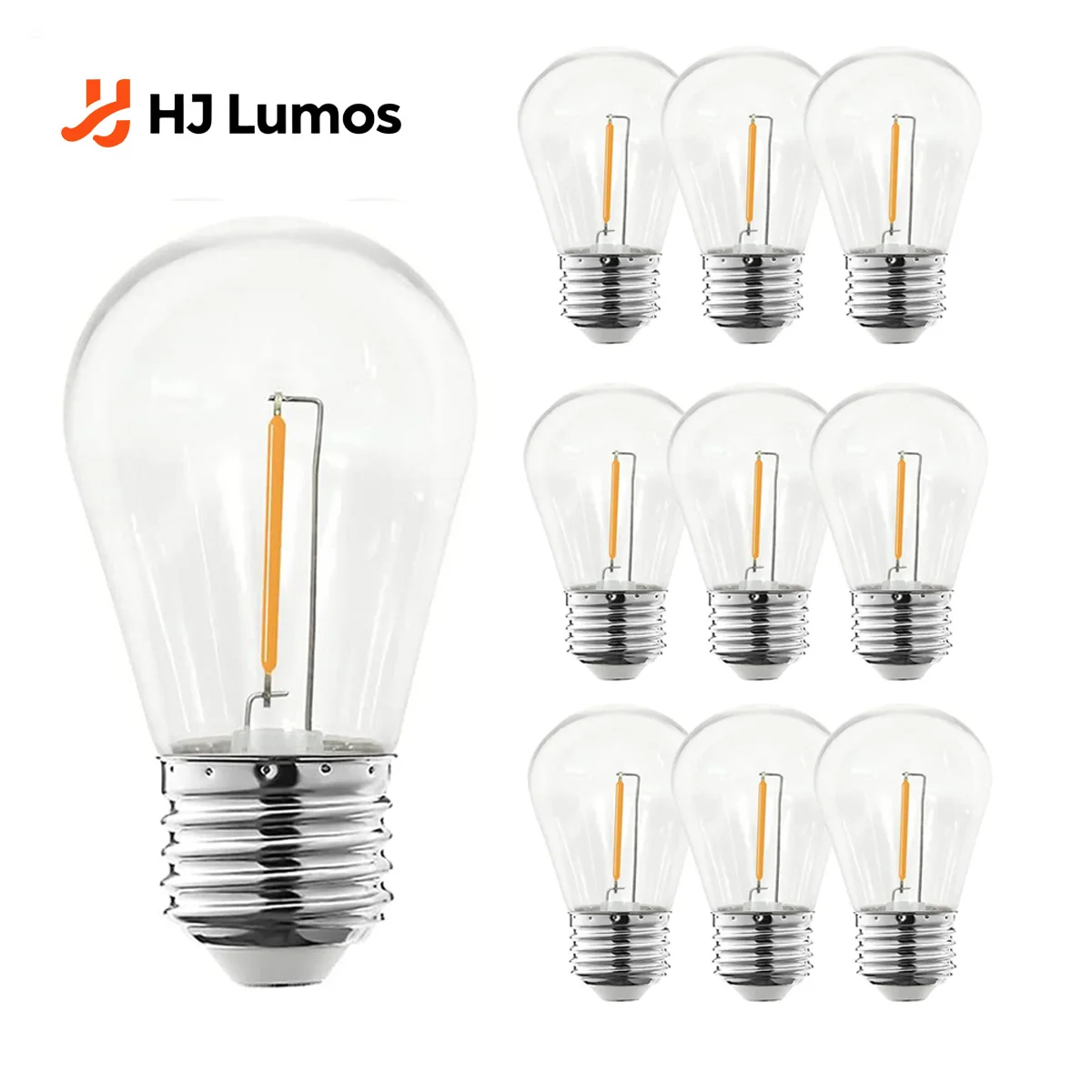 

10PCS S14 Filament LED Bulb E27 5V 12V 24V 110V 220V 1W 2W Warm White Waterproof for Outdoor String Lights Garden Decoration