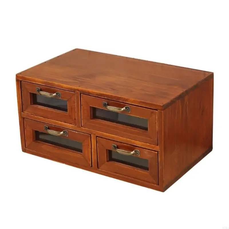 

97BA Retro Solid Storage Cabinet with 4 Drawers For Office And Home Organization