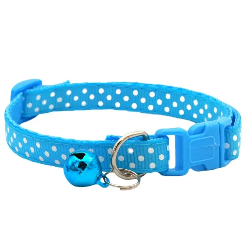 1pc Fashion Cat Collar Necklace Dog Cats Kitten Nylon Buckle Colorful Cute Dot Print Bell Safety Durable Adjustable Pet Collar