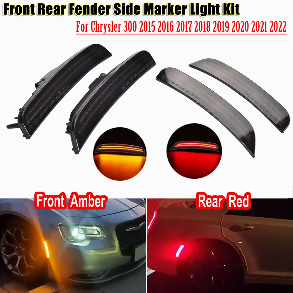 Amber/Red Full LED Side Marker Light Kit For Chrysler 300 2015 2016 2017 2018 2019 2020 2021 2022