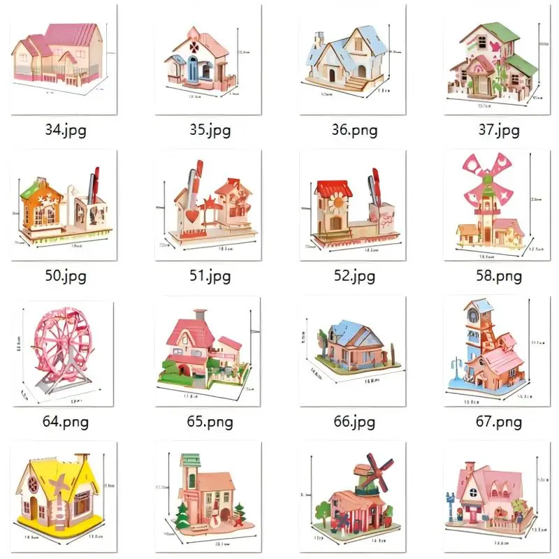 OUZEY 19 مجموعات ثلاثية الأبعاد لغز خشبي للأطفال لتقوم بها بنفسك تجميع لعبة مصغرة بناء نموذج لمنزل هدية عيد الأطفال والكريسماس #1